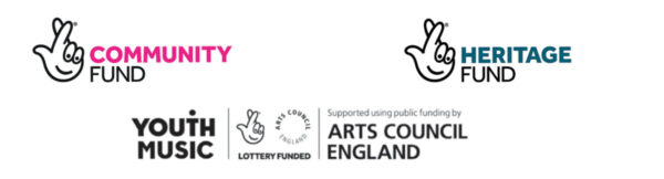 Our funder logos Jan 2022 - The National Lottery Heritage Fund, The National Lottery Community Fund and Youth Music