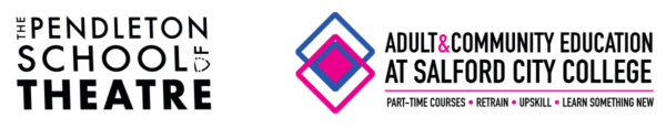logos of The Pendleton School of Theatre and Adult & Community Education at Salford City College.